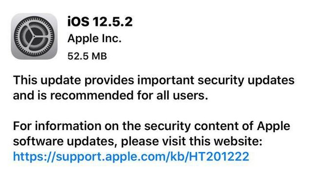 攀枝花苹果手机维修分享iOS12.5.2发布，建议所有老苹果用户安装 
